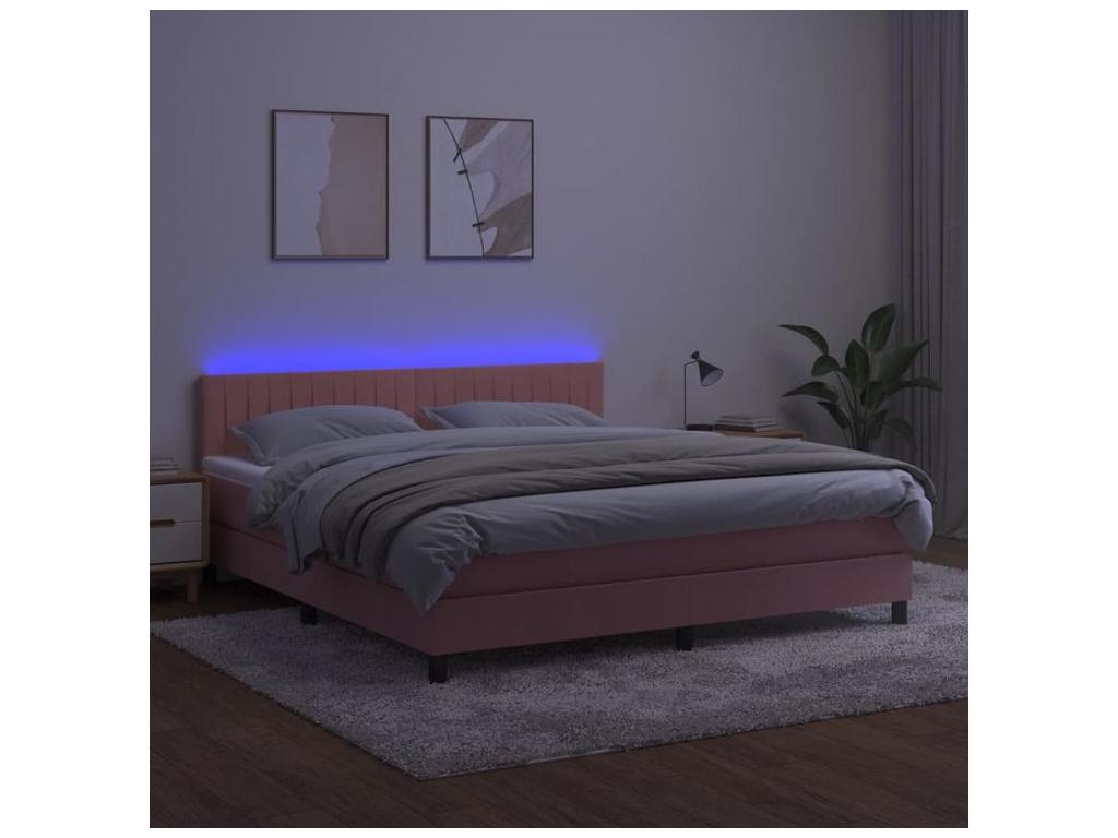 Dekonao bed base with mattress and LED light, pink, 180x200 cm, JDAH71647