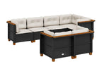 7-piece garden furniture set with cushions, black resin wicker KSPC79885