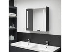 Bathroom cabinet with LED mirror, glossy black, 62x14x60 cm, KOKN85135