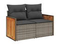 2-seater garden sofa with grey woven resin cushions AEGH10371