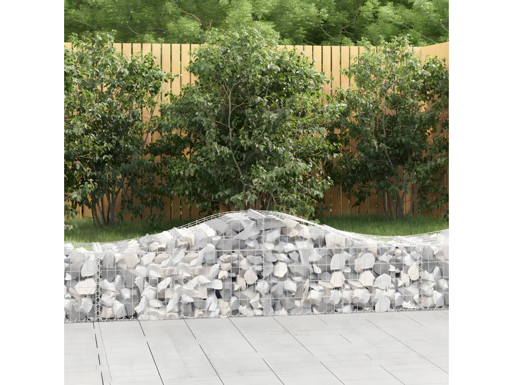 5-piece arched gabion baskets, 200x50x40/60 cm, galvanized iron, GCRU25096