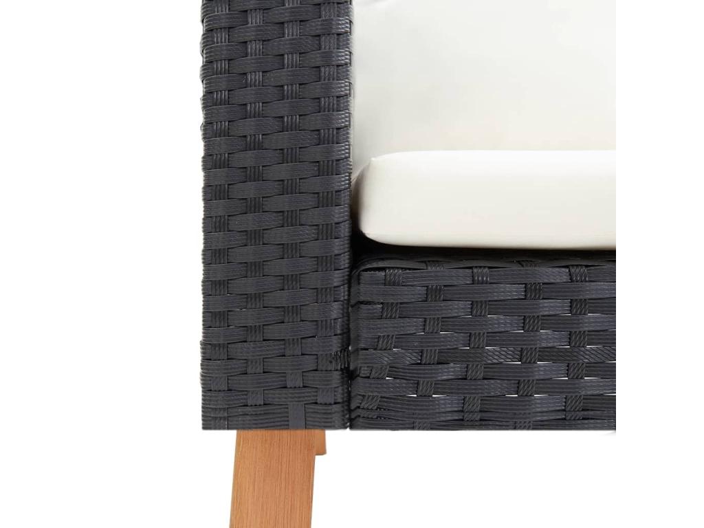 4-piece garden furniture set with cushions, black woven resin, YSFW98184