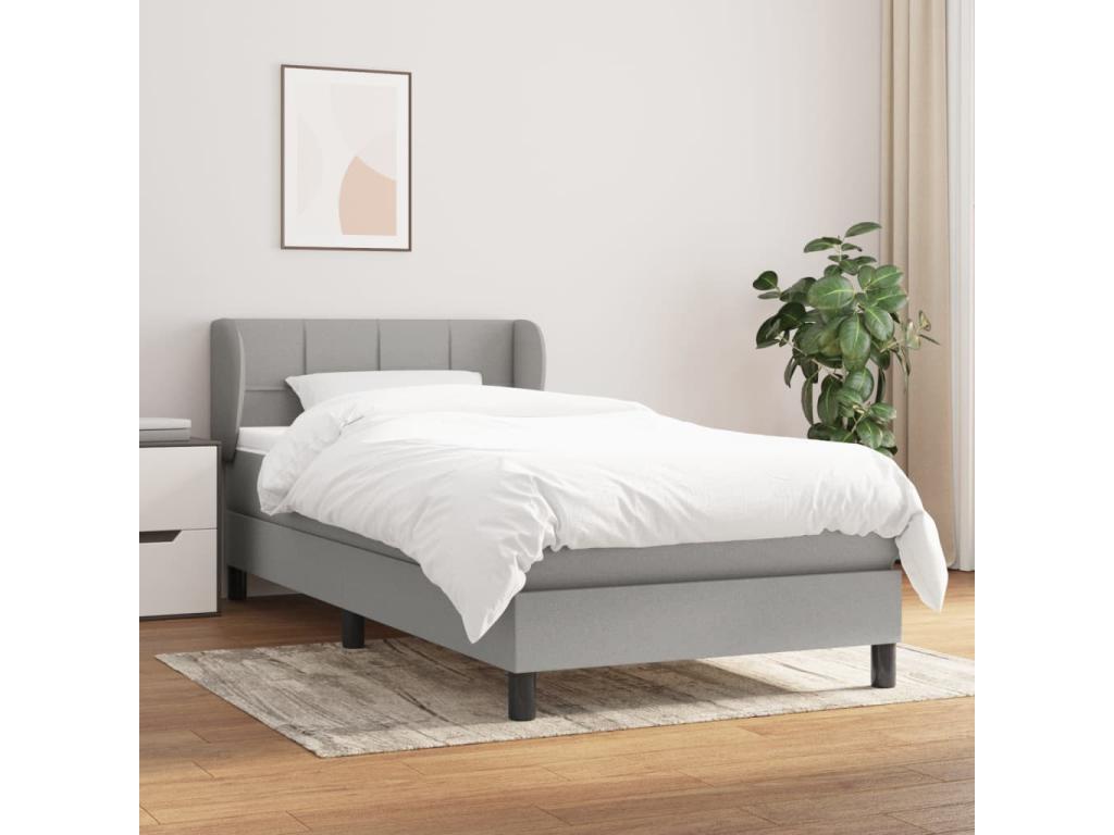 Dekonao bed base and mattress, light grey, 90x190 cm, fabric QNKX35031