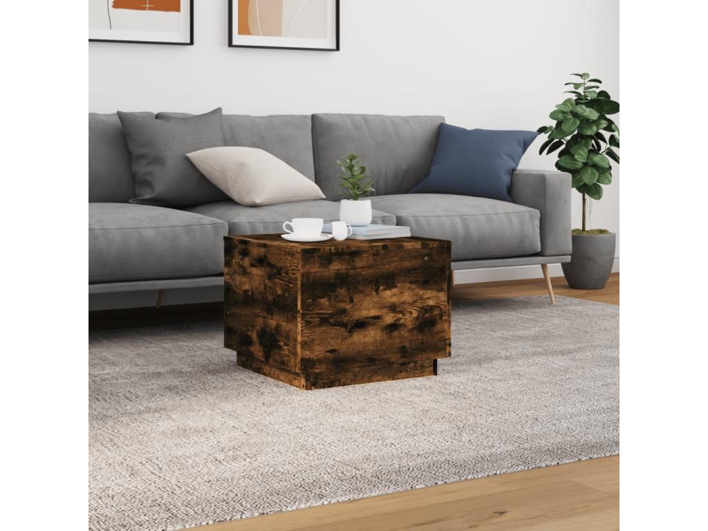 Coffee table with Nobelleaères LED lights, smoked oak, 50x50x40 cm, GWMW77967