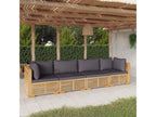 4-piece garden furniture set with cushions, solid teak wood YBPT77346