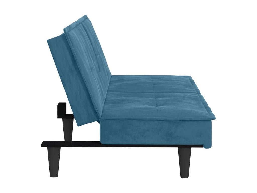 Sofa bed with cup holders, blue velvet JTMC10455