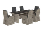 7-piece garden dining set and cushions, grey rattan ZENS08645