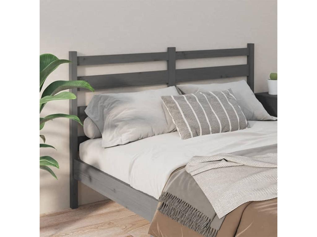 Grey Headboard 156x4x100 cm Solid Pine Wood TFWP42311