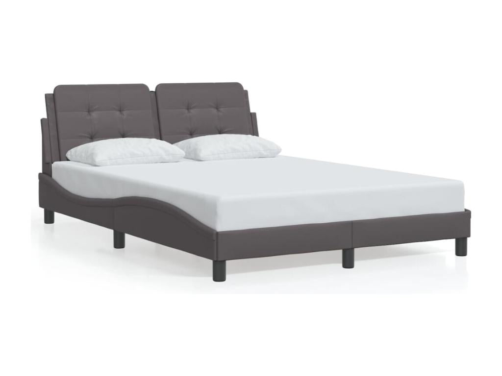 Grey faux leather bed frame without mattress, 140x190 cm, FRRU61476