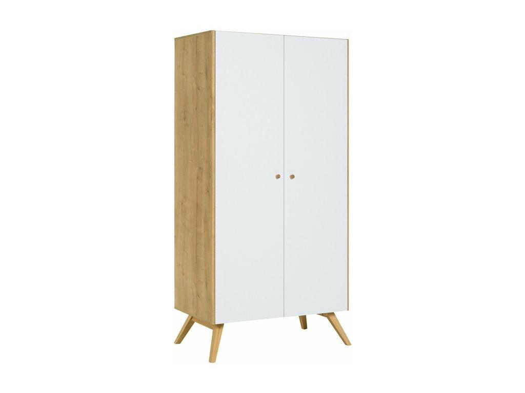 2-door wardrobe with hanging space and 7 shelves, W101 cm - NATURE OAXI49327