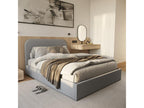 Double bed 140x190 cm with storage in grey fabric - Dekonao NVIM46880