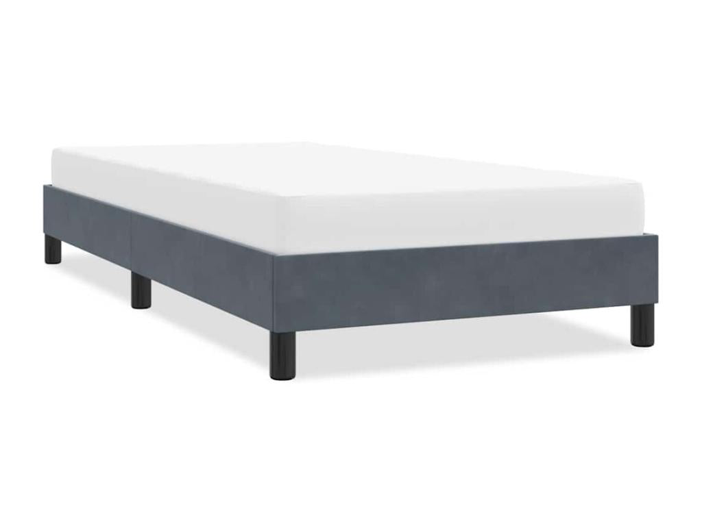 Bed frame without mattress, dark grey, 80x220 cm, velvet, YFLF70802