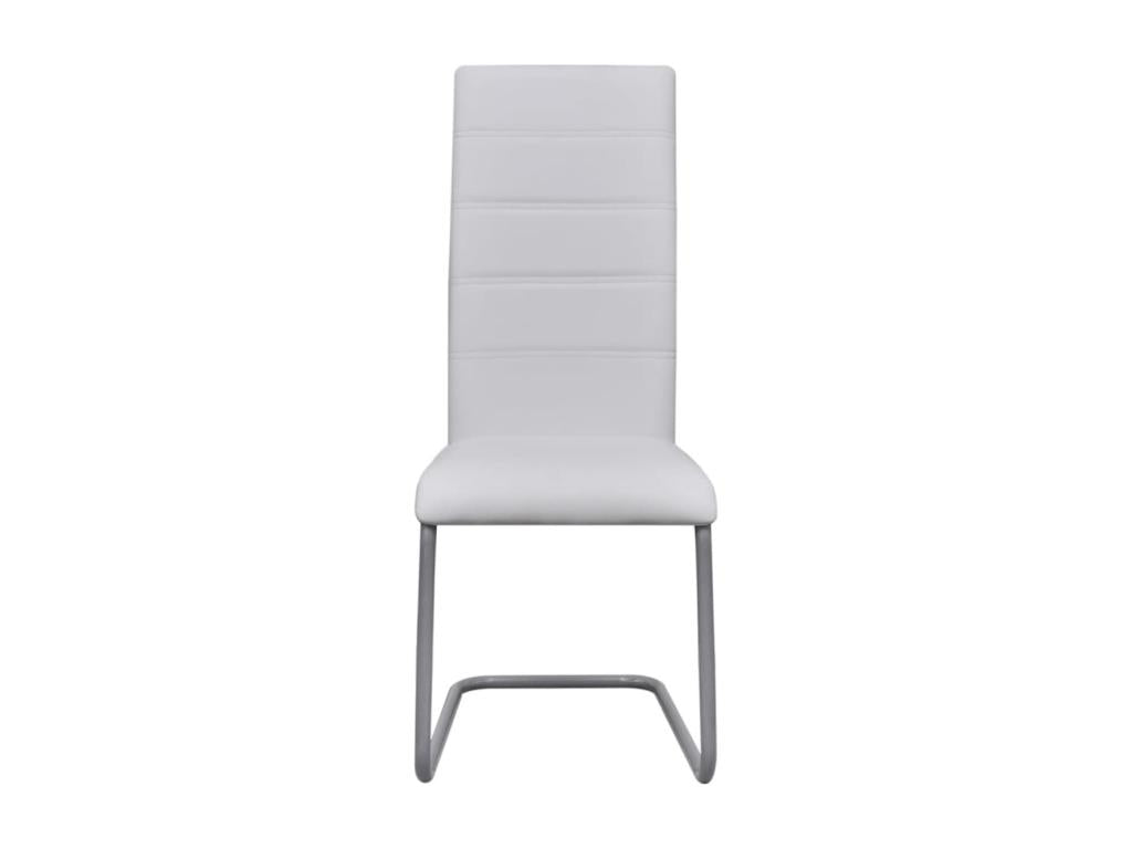 Cantilever dining chairs, set of 6, white faux leather, HEWW43203