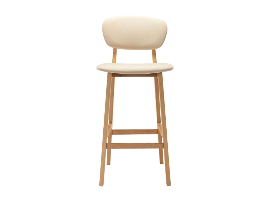 Dekonao light beige fabric and solid beech wood bar stools - Set of 2 MEGC50021