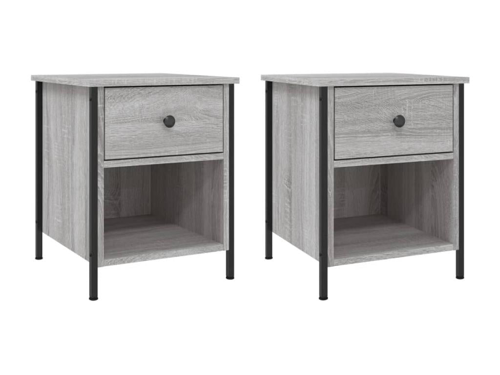 Dekonao 2-piece bedside tables, grey, 40x42x50cm, engineered wood, NNMM42939