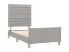 Bed frame with headboard, light grey, 90x190 cm, fabric RRXV70894