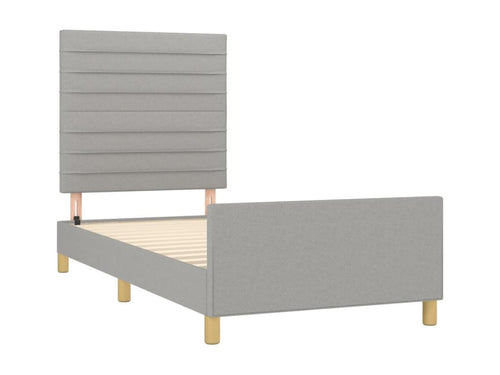 Bed frame with headboard, light grey, 90x190 cm, fabric RRXV70894