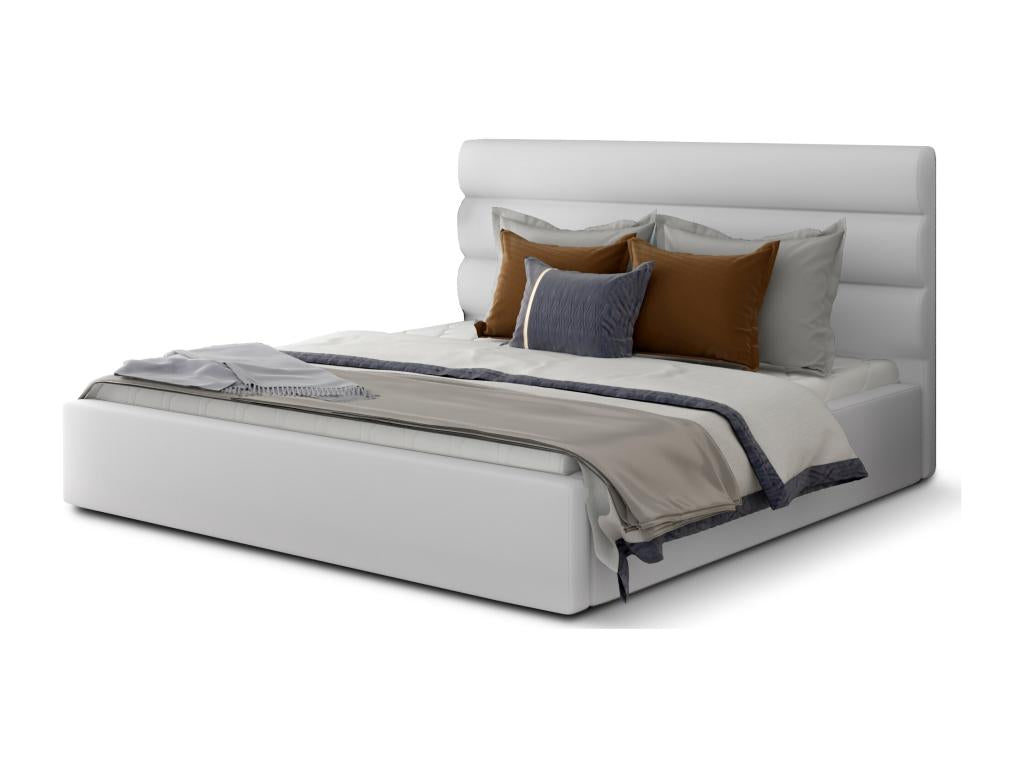 Nobellea white faux leather design bed - 4 sizes-160x200 MWFB26703