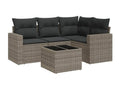 5-piece garden furniture set with grey resin wicker cushions MMXN99650