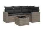 5-piece garden furniture set with grey resin wicker cushions MMXN99650
