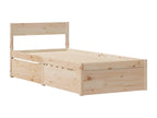 Bed with drawers and mattress 100x200 cm solid pine wood MOPM15020