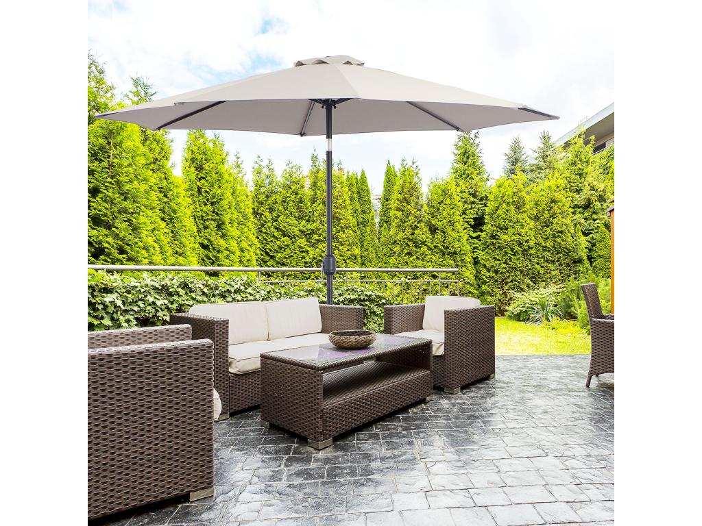 Dekonao octagonal tilting parasol 3x2.45 m, opening and closing mechanism, metal frame, high-density polyester, light grey, DGHQ29199