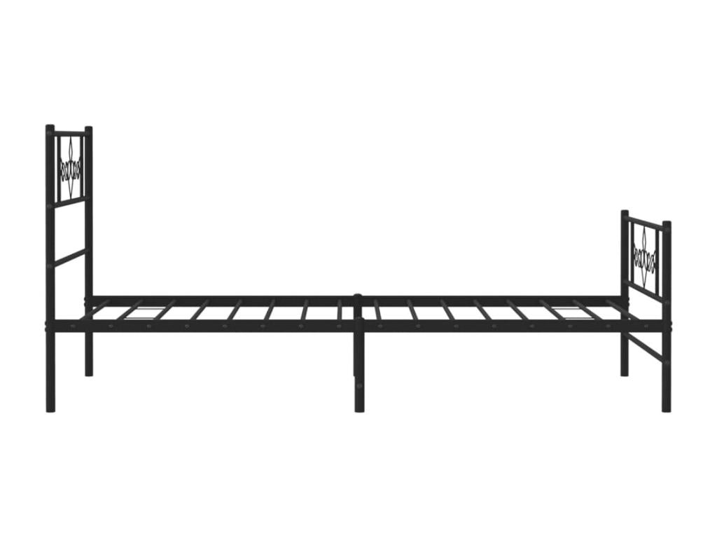 Metal bed frame with headboard and footboard, black, 75x190 cm, WLYK99714