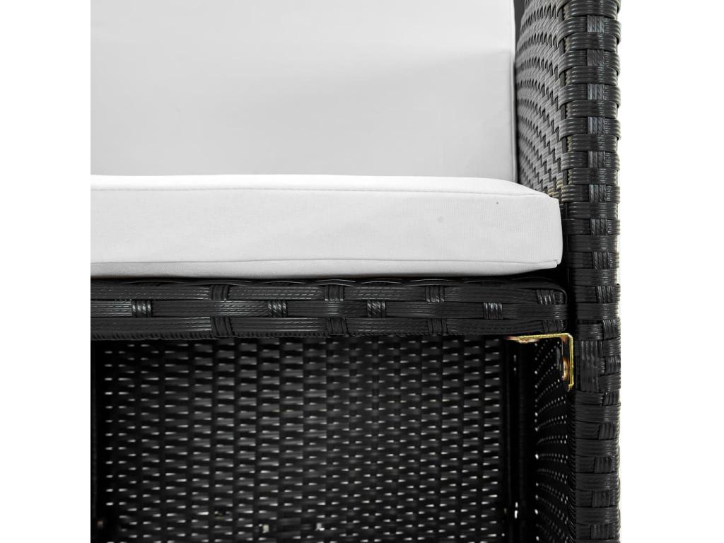 5-piece stackable garden furniture set with cushions, black rattan SSAZ41896