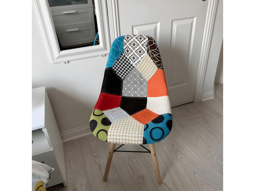 Set of 2 Moda Dekonao chairs - Fabric upholstery with wooden legs - Multicolor OHFQ19167