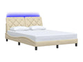 Bed frame with LED lighting, mattress not included, cream color, 140x200 cm, fabric, MJLE15450