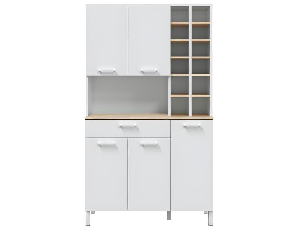 Display cabinet / Sideboard / Kitchen unit in Arctic White / Canadian Oak - Height 186 x Length 108 x Depth 40 cm ILUX76719