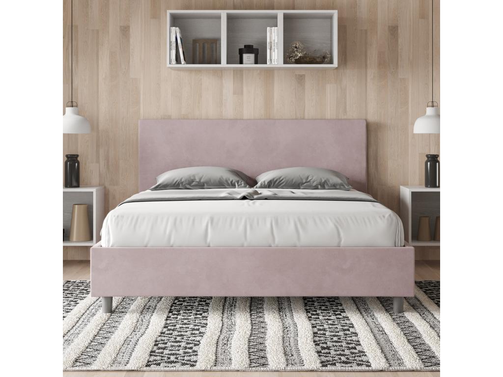 Bed with upholstered slatted base 160x200 microfiber Nobellea CIZQ93323