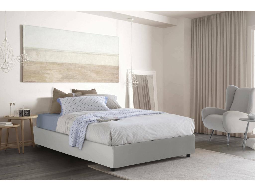 Dekonao double bed with storage, eco-leather upholstery, Made in Italy, front opening, suitable for a 120x190 cm mattress, white ZWOW19247
