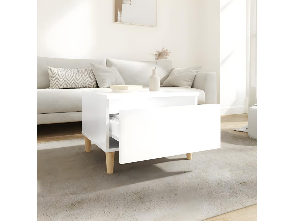 Glossy White Side Table 50x46x35 Engineered Wood NQMD89784