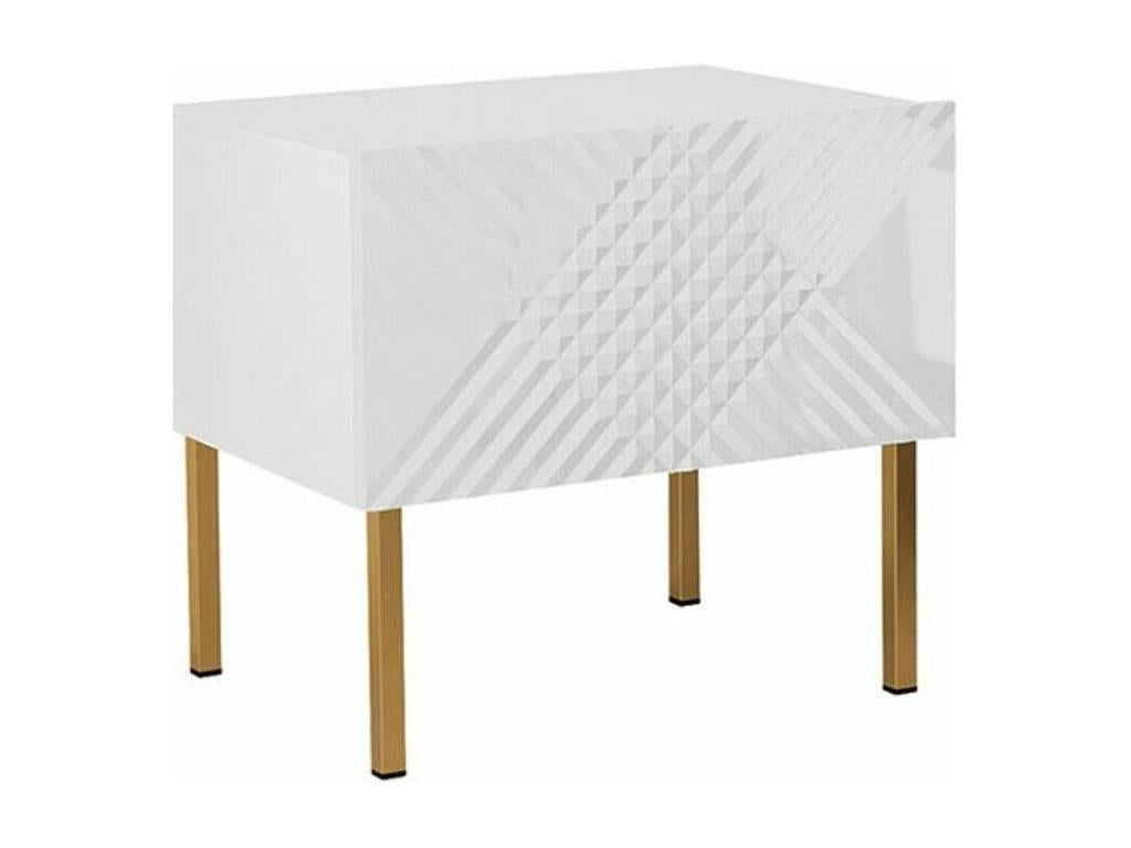 Dekonao 102 Bedside Table, Glossy White - White, Number of Drawers: 1, 46x50x35cm, ZNST38565