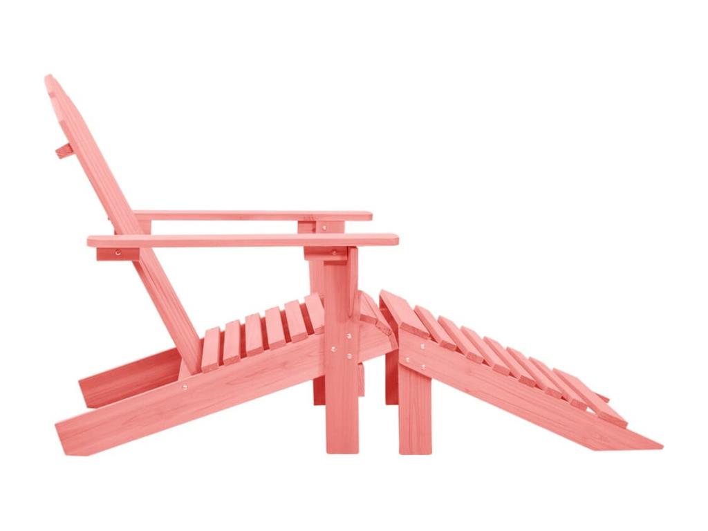 Dekonao garden chair with ottoman, solid fir wood, pink, TJEQ97593