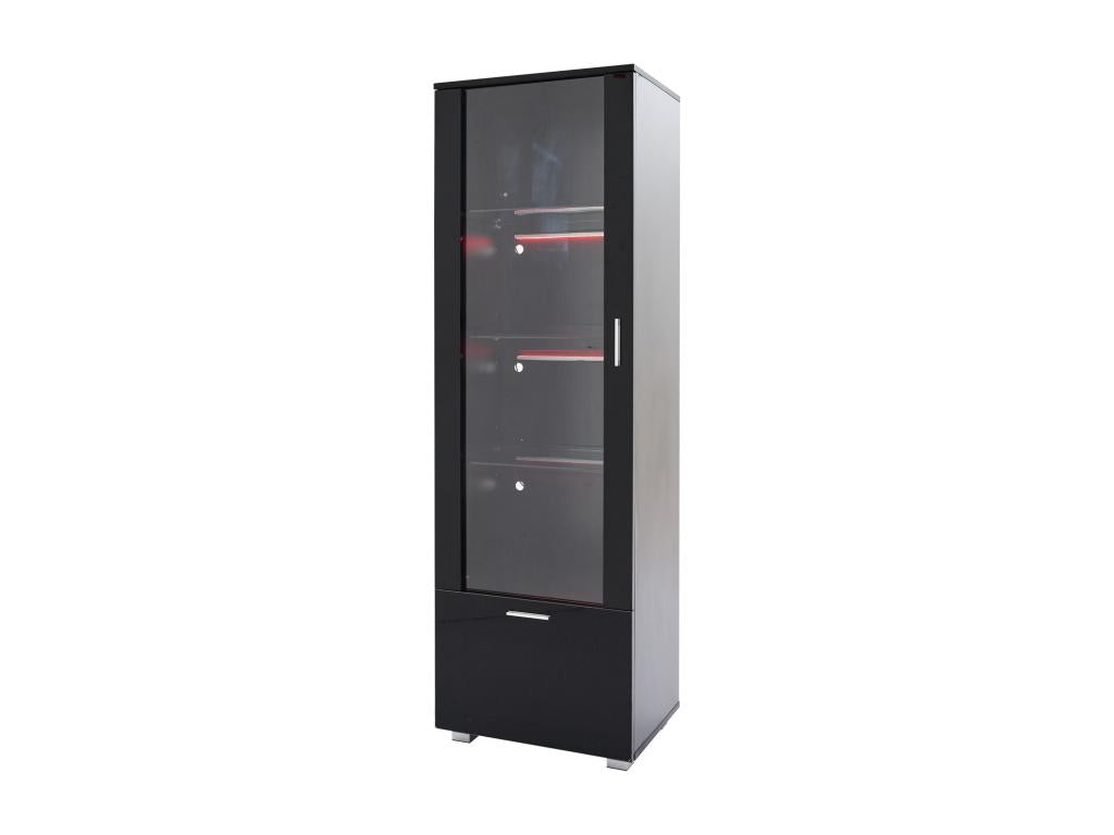Display cabinet with LED lighting - 3 shelves / 1 large drawer - Black KKZA90428