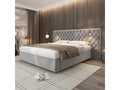 160x200 cm storage bed with large headboard and night light - Velvet - Grey - Mattress not included UHMF48948