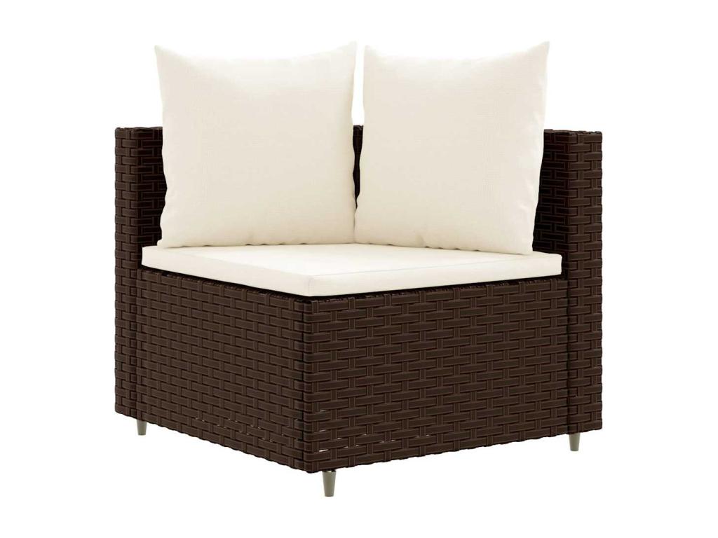 4-piece garden furniture set with brown resin wicker cushions SMRO30490