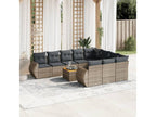11-piece garden furniture set with grey resin wicker cushions KQPC55423