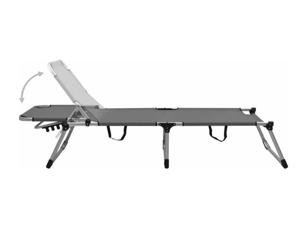 Extra high folding chaise lounge for seniors, Grey Aluminium UXAV19997