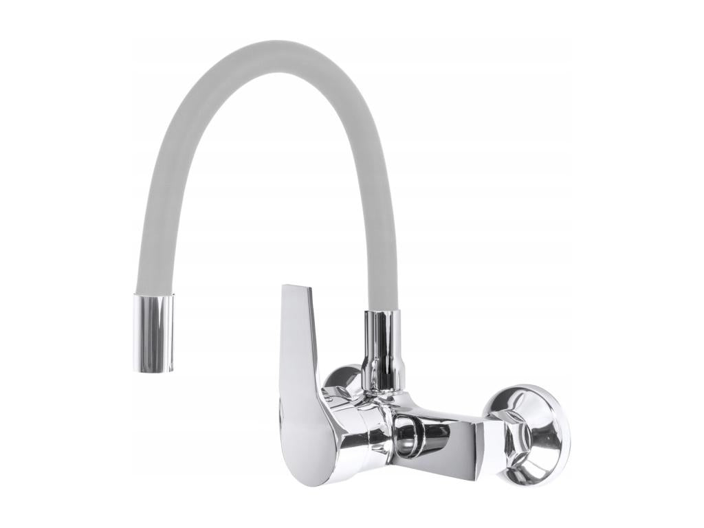 GREY KITCHEN SINK WITH WALL-MOUNTED FLEXIBLE MIXER TAP YSRP57664