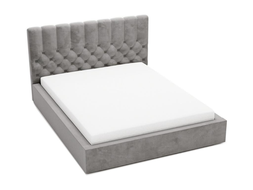 Upholstered bed with storage - 180x200 - double bed - velvet - grey - Roma SGCC28703