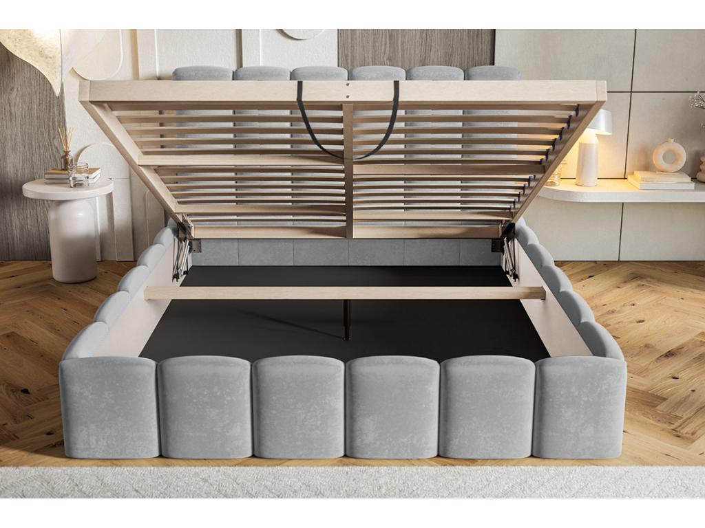 Nobellea Upholstered Bed 180x200 cm with Storage - Double Bed 180x200, Bouclé Fabric, Beige, Anthology 3, NPJE54297