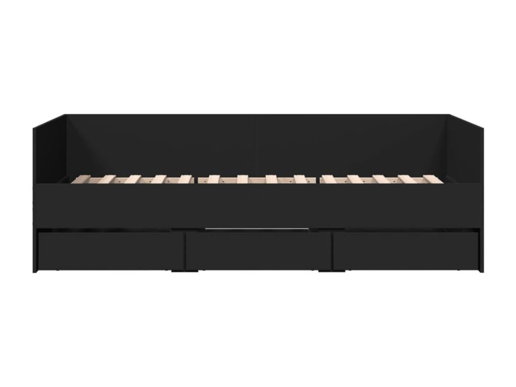 Daybed with drawers, mattress not included, black, 90x200 cm KXAP43227