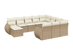 11-piece garden furniture set with beige cushions, woven resin XUQO08024