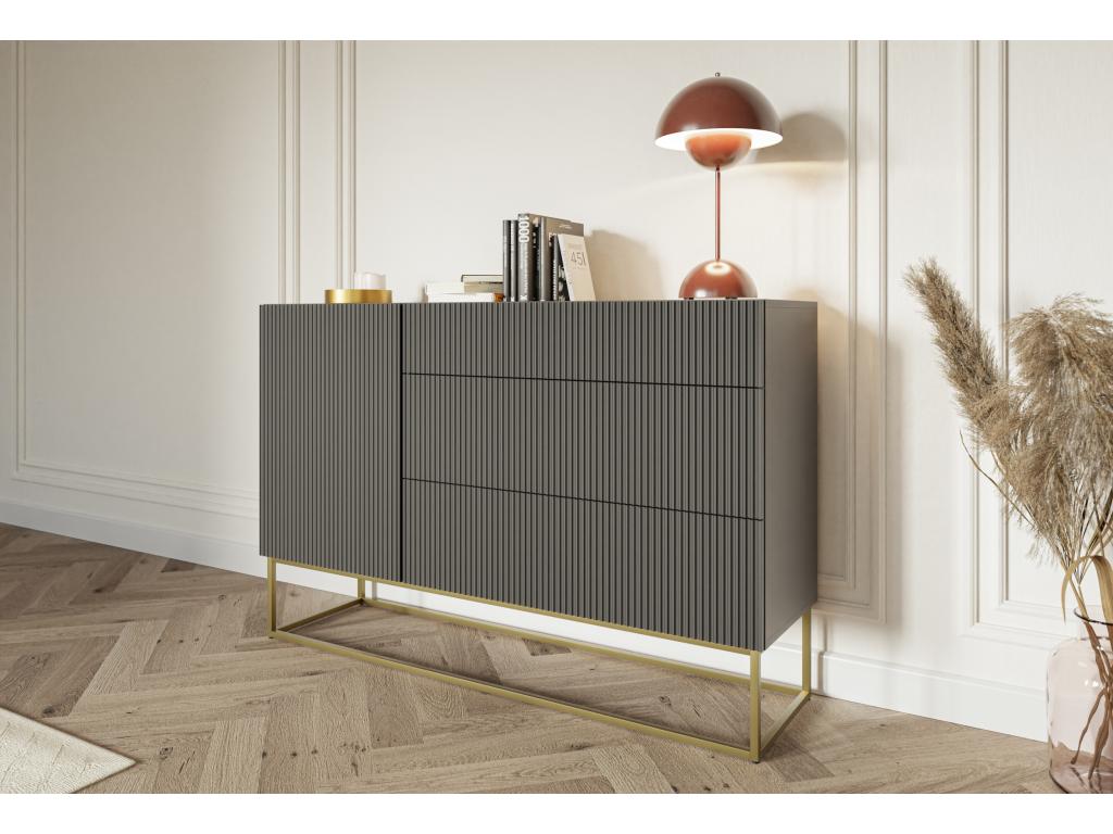 Single-door chest of drawers with drawers - 140 cm - black - Boisona LGKB72016