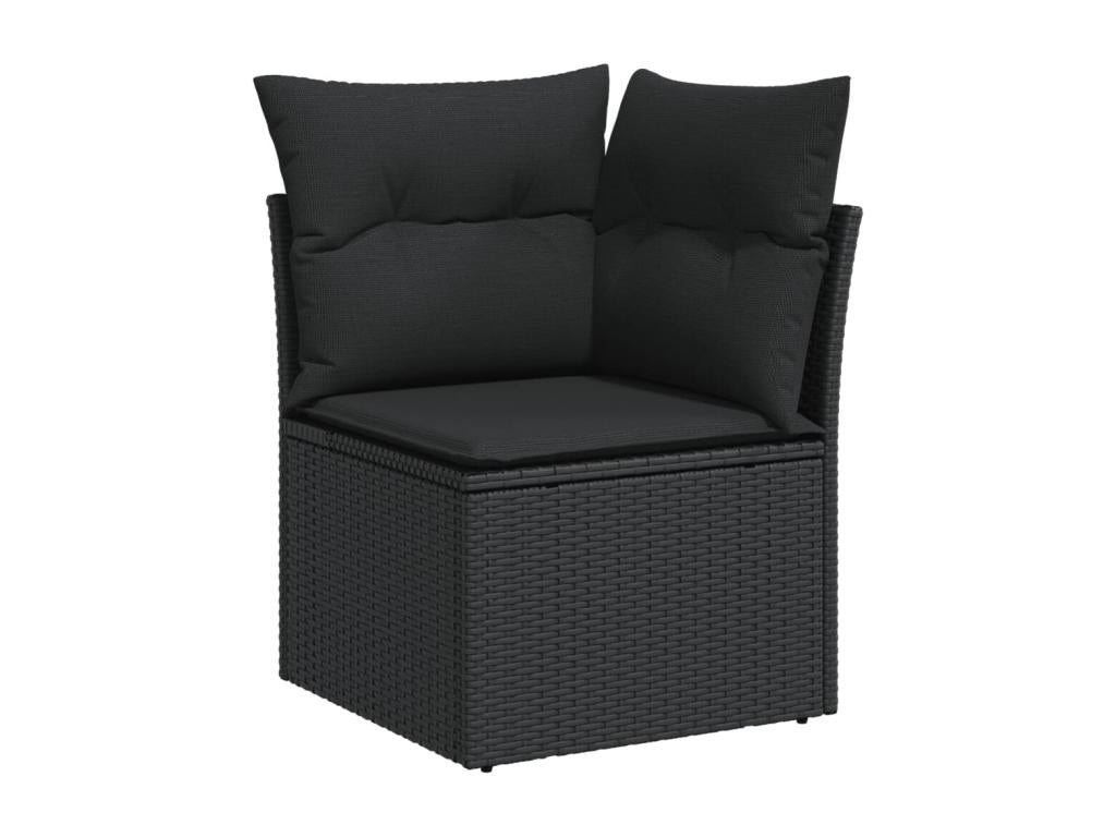 10-piece garden furniture set with cushions, black woven resin BJOL35720