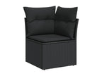 10-piece garden furniture set with cushions, black woven resin BJOL35720