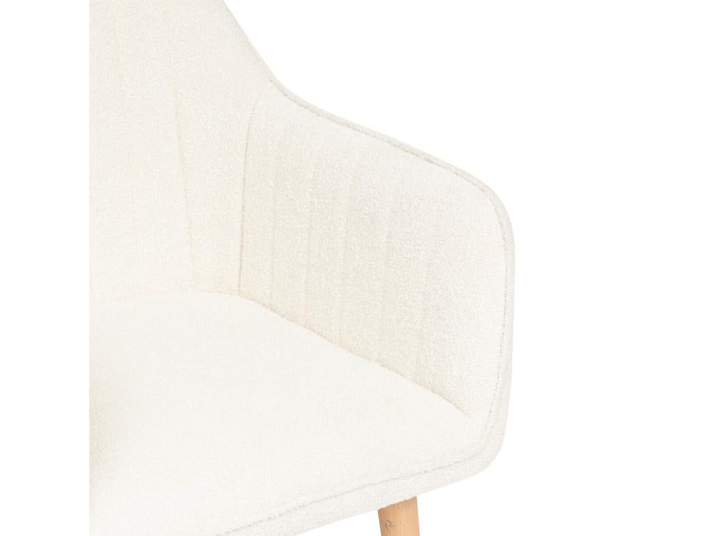 Set of 2 armchairs in white fabric with natural wood legs - Length 57 x Depth 60 x Height 83.5 cm LXKX88893